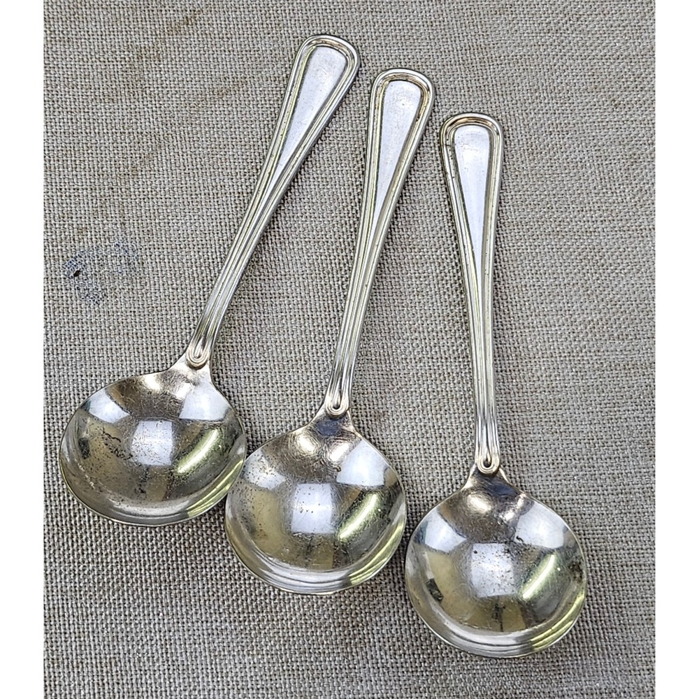Oneida Wm A Rogers Hotel Plate Bouillon Spoons Set of 3 Silverplate 5.25"